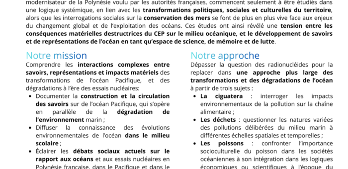 Projet Transitions environnementales : Mondes Océaniens et Approches du Nucléaire dans les Archipels (TE MOANA)